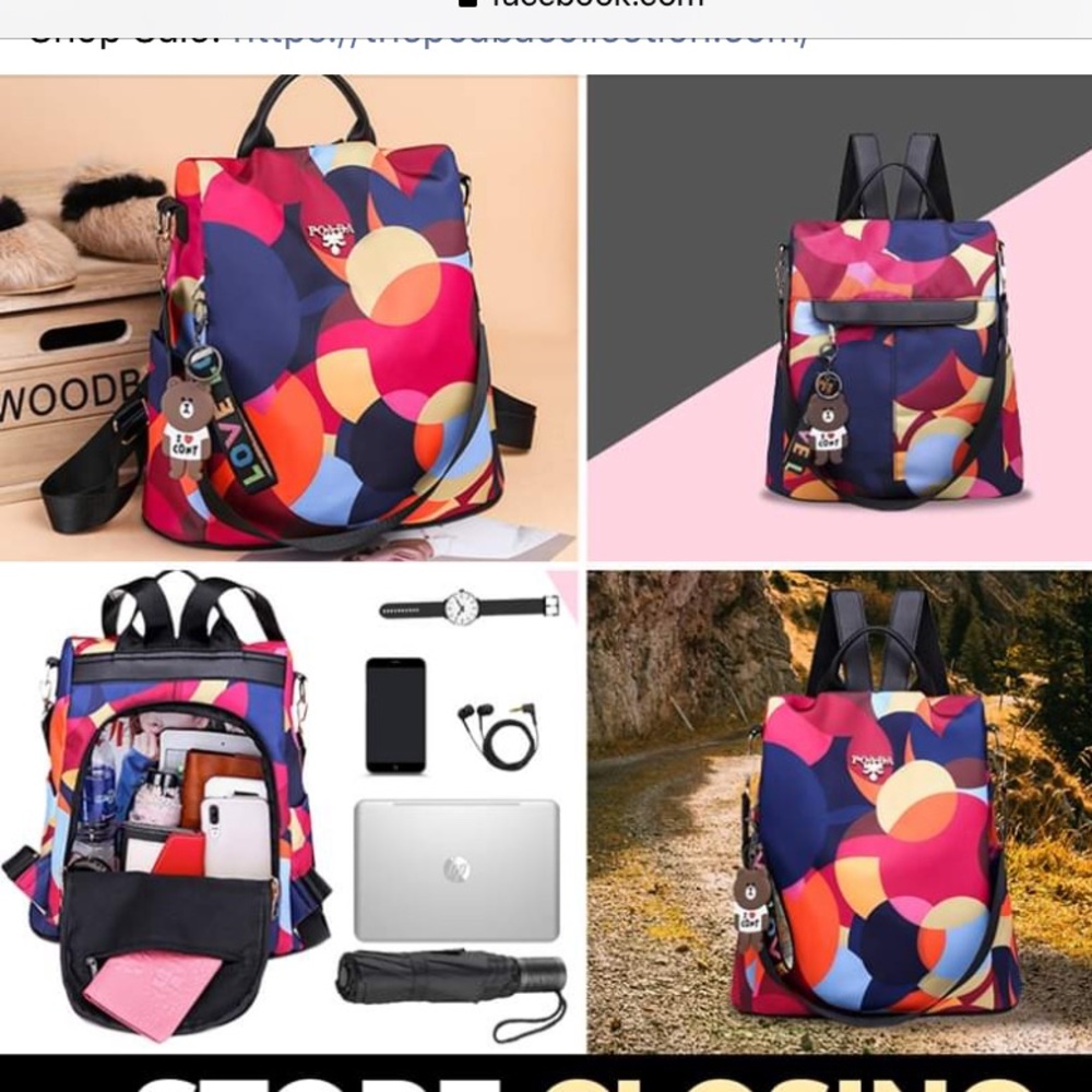 ๐Poaba Colorful Antitheft Oxford Backpack NWT ๐ - Picture 9 of 12